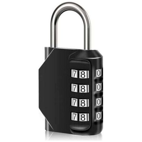 1 cadenas à combinaison étanche à 4 chiffres avec code numérique, serrure à combinaison en alliage de zinc pour porte, boîte à outils, écoles, gymnase, clôtures, armoire à roulettes et (1/5)