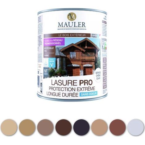 Lasure hydrofuge bois intérieur & extérieur - 10L Satiné Incolore - Ecolabel - Lasure professionnelle haute protection sans odeur Mauler