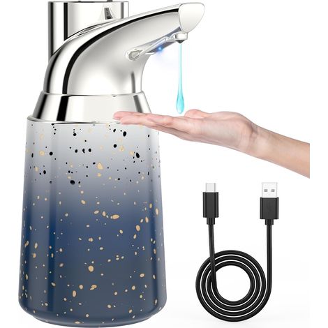 Distributeur de savon automatique, avec 4 niveaux réglables, 300 ml, sans contact, à piles, avec capteur, étanche IPX6, pour salle de bain, cuisine (1/5)