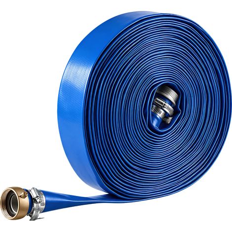 Mophorn Tuyau plat 38,1 mm 30,48 m en PVC bleu pour évacuation d'eau, compatible avec pompe à eau, filtre à sable et pompe submersible, pression maximale de 6,2 bar, avec raccords à ergots (1/5)