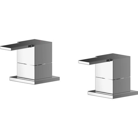Betley Contemporary Square Deck Mounted 3/4" Chrome Side Valves - Chrome