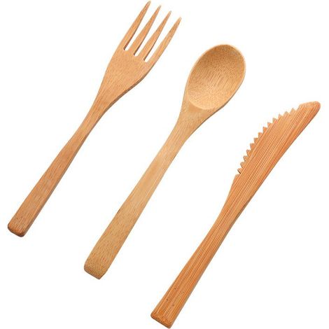 3 ustensiles de cuisine en bois, poignées longues, résistants à la chaleur, non toxiques, pour poêles antiadhésives (1/5)