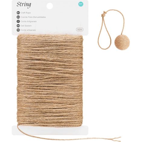 1 - Ficelle Jute - Corde Jardinage - Fil Naturel 1,5mm - Pour Attacher Plantes Décoration Mariage DIY Emballage Cadeau - Naturel - 50Mx0,15cm