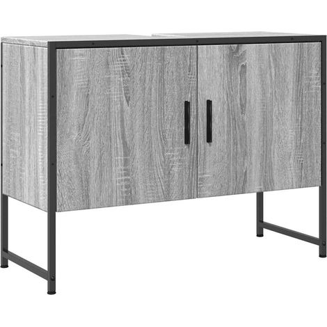Armoire lavabo de salle de bain sonoma gris bois d'ingénierie
