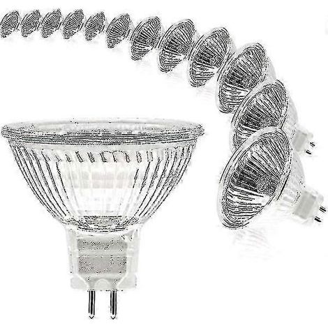 Ampoule spot MR16 12 V 20 W GU5.3 à intensité variable, 2 broches, halogène, blanc chaud 2700 K, lot de 12 (mr16-20w-12p) (1/5)