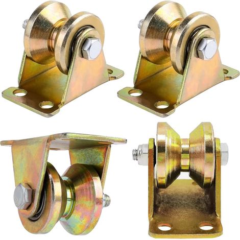 4 ruote con scanalatura a V, ruote per cancelli scorrevoli da 50 mm, ruote in acciaio con scanalatura a V, per cancelli scorrevoli, cancelli di fabbrica, cancelli di accesso, capacità di carico 300 kg (1/5)