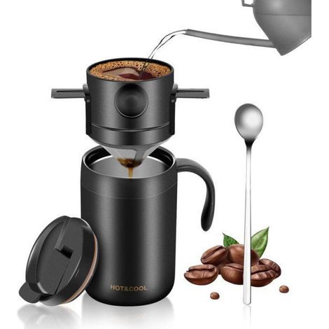 Cafetière de camping portable 473 ml (16 oz) - Kit de café filtre - Machine à café de camping / Kit de café de voyage - (1/5)