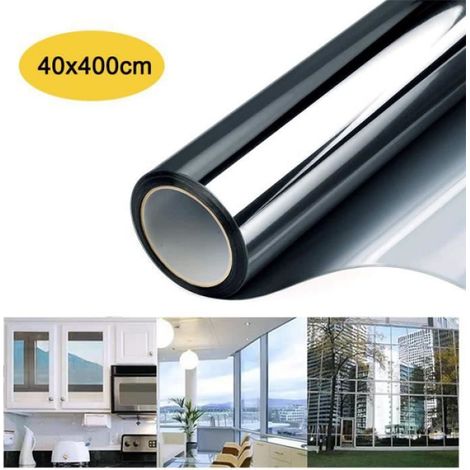Film Miroir - Film Brise-Vue Réfléchissant pour Fenêtre - Protection UV 97 % - Réduction Chaleur Infrarouge 85 % - 40 x 400 cm (1/4)