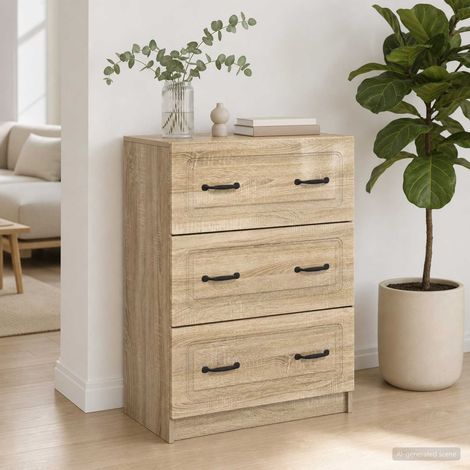 Armoire à tiroirs 2 tiroirs en bois d’ingénierie chêne sonoma 66 x 34,5 x 87 cm - PANGIVO (1/5)