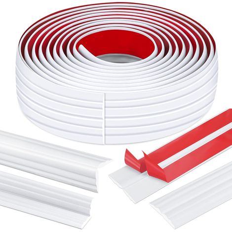 Bande d'angle autocollante en PVC flexible blanc 3M, 300 x 4 cm, plinthe autocollante flexible à découper, arrondi flexible, protection d'angle murale, bande de finition