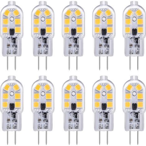 Ampoule LED G4 pour hotte aspirante 12 V 2 W Blanc froid 6000 K, 200 lm, équivalent halogène G4 bi-broches, 12 V AC/DC, lampe LED G4 pour camping-car/hotte de cuisine, non variable, lot de 10 [Classe (1/5)