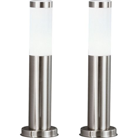 Etc-Shop – Lot de 2 lampadaires d'extérieur IP44 en acier inoxydable – Hauteur 45 cm – Douille E27 – Pour éclairage jardin moderne