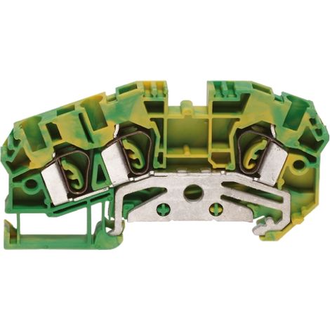 Bloc de mise à la terre RS PRO, 4mm², Fixation à ressort, Vert/Jaune