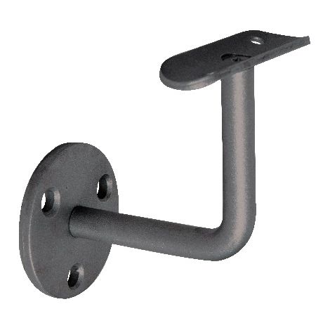 Support équerre pour main courante ronde - Hauteur 80mm barreau rond plein de 12mm avec platine incurvée - Fer forgé - À visser - DECO FER FORGE
