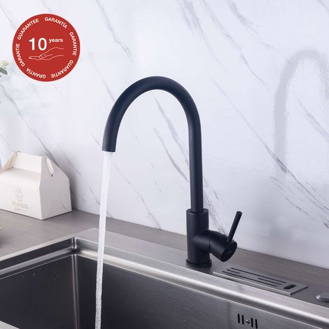 Mitigeur de cuisine bec haut SKY BATH noir mat PVD Inox S304 série ORIGIN (1/5)