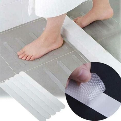 Lot de 12 tapis antidérapants transparents auto-adhésifs pour le sol de la douche et de la salle de bain (1/5)