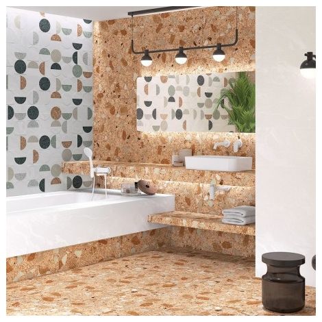 Carrelage sol extérieur antidérapant effet terrazzo 80x80 cm MONACO R ROJIZO ANTIDESLIZANTE  (vendu par boite de 1,28m2) (1/3)