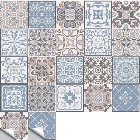 20 Pièces (10×10cm) Stickers Carrelage, Autocollants de Carrelage Adhésifs Mural, Autocollants Marocains Imperméables pour Décoration de Cuisine, Sall (1/5)