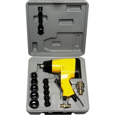 Coffret Clé à choc 1/2 pneumatique + 10 douilles et accessoires