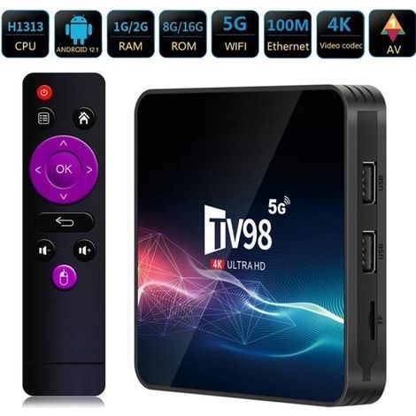 Boitier iptv TV98 H616 Wi-Fi double bande Android 12 Allwinner H313 Quad Core ARM Cortex A53 2+16G TV Box (1/4)