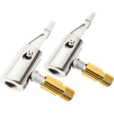 Lot de 2 pompes à air de voiture avec pince pour pneu, adaptateur de buse filetée, connecteur de levier de valve de pneu, buse de gonflage de pneu portable,pour gonfleur de pneu de voiture (1/4)