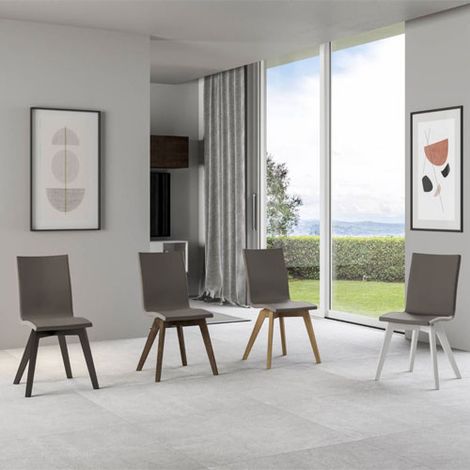 Sedia cucina in similpelle e gambe in legno. Sedie (1/4)