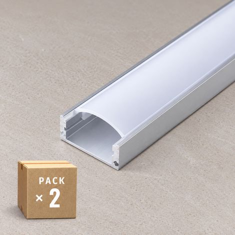 Pacchetto 2 Profilo de Alluminio para LEDs Diffusore Latteo Striscia 2M