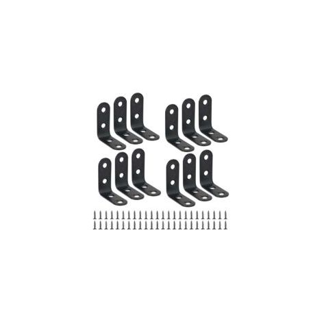 Lot de 12 équerres d'angle noires de 40 mm x 40 mm, en L, à 90 degrés, en acier inoxydable, pour étagères et meubles en bois - Crezuo (1/4)