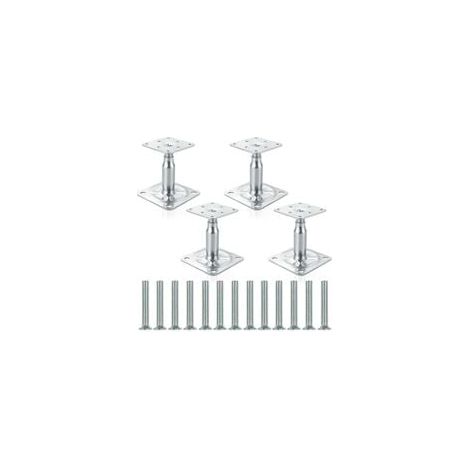 Lot de 4 supports de fixation galvanisés, réglables, 130-180 mm, pour toiture de bâtiment robuste (1/5)