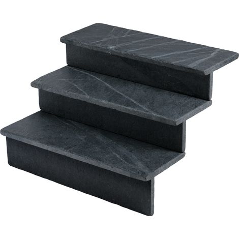 Dessus de marche Ardoise Noire Vieillie 80x30x3 cm Bord Droit (à l'unité) - RO'MA NATURE