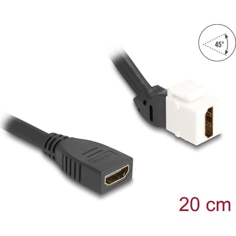Delock Cable de mÃ³dulo Keystone HDMI hembra a hembra 45Â° angulado 8K 60 Hz 20 cm negro