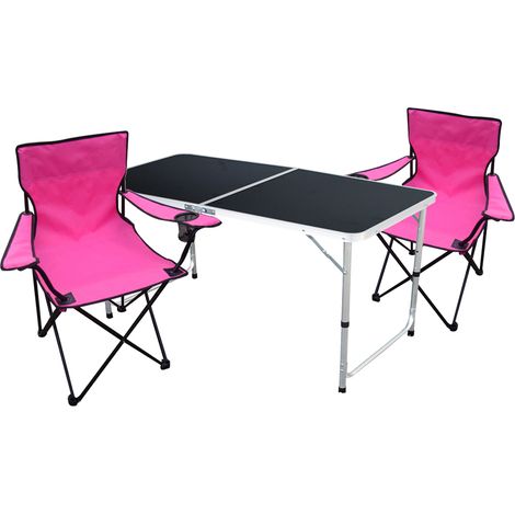 3-teiliges Campingmöbel Set Schwarz Pink-MMC330872B+2xMPO2471 (1/4)
