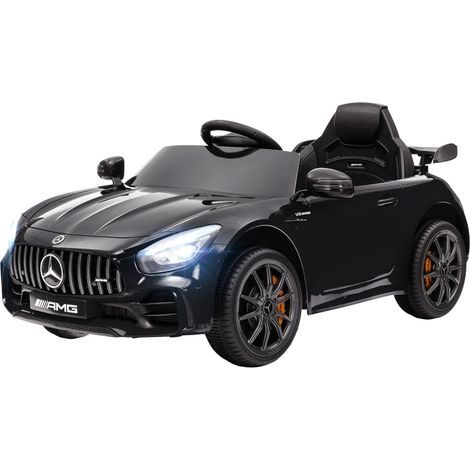 AS EASY Voiture électrique pour enfants, Mercedes, 3-5 km/h, télécommande, lumières et musique, noire