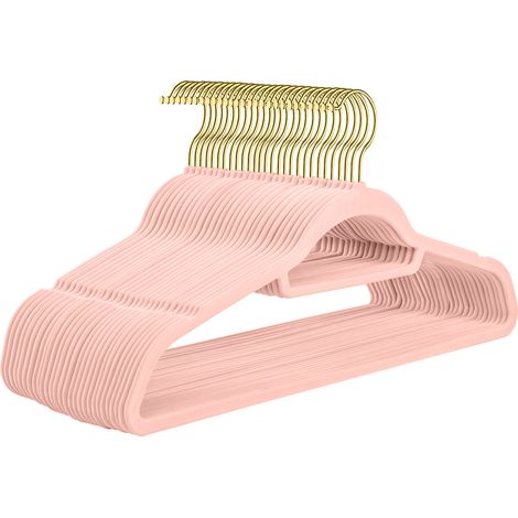 Juego de 30 perchas antideslizantes de ABS flocado para guardar ropa en casa.