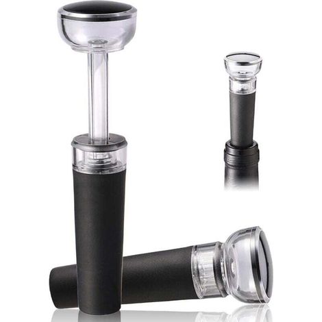 Lot de 2 bouchons à vin, pompe à vide pour économiseur de vin, bouchon de boisson manuel extensible en silicone réutilisable, sans danger pour les aliments, scellant pour bouteilles gardant le vin fra (1/4)