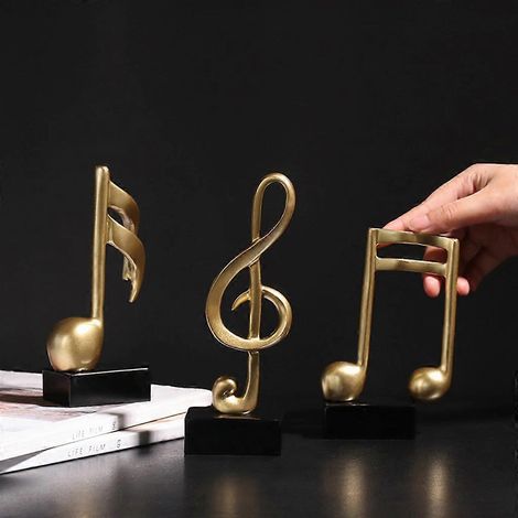 Lot de 3 statues de notes de musique pour étagère ou cave à vin, au design moderne et créatif. (1/4)
