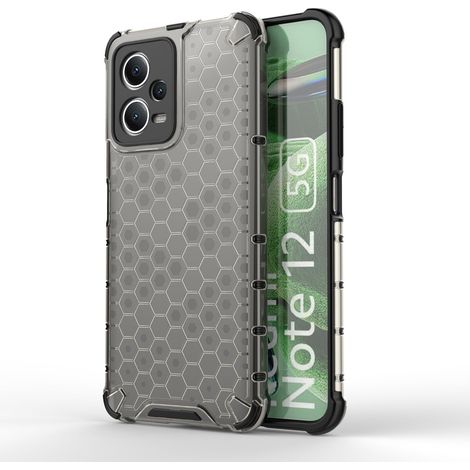 Gepanzerte Hybrid-Schutzhülle für Xiaomi Redmi Note 12 5G / Poco X5 5G, Wabenmuster Schwarz (1/5)