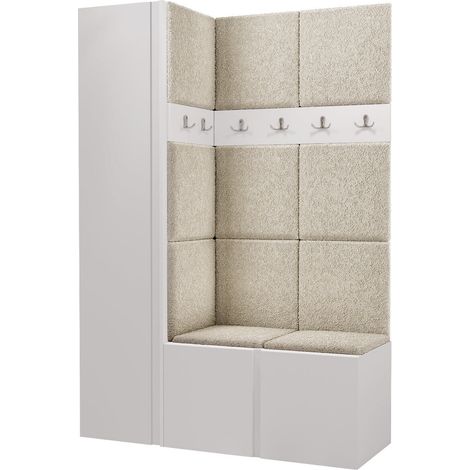 Conjunto para recibidor Pinis IX, Abriamo 3, 186x124x46cm, Aglomerado laminado, Tapiz, Colocada, Montada en la pared