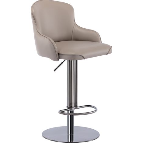 Tabourets de bar pivotants en acier inoxydable titane noir, siège en cuir Nappa résistant, hauteur réglable avec dossier (1/5)