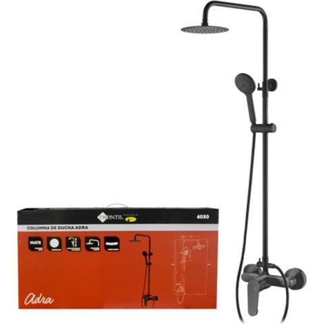 Columna De Ducha Frontil Adra Negro Mate 23cm  Monomando Extensible Latón