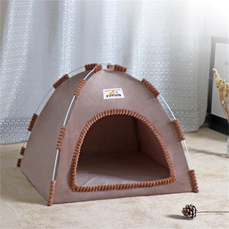 Niche tente chaude pour animaux avec rembourrage épais, lit abri douillet pour chat chien intérieur toutes saisons hiver (1/5)