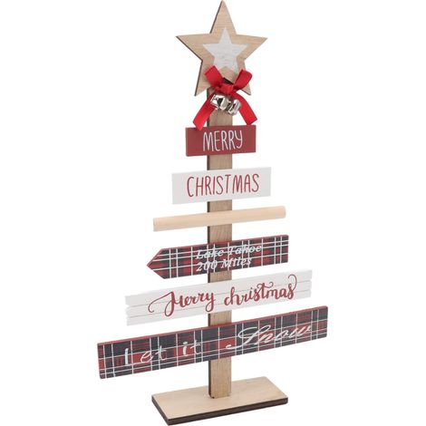 Weihnachtliche Tischdekoration aus Holz mit Sockel, ideal als Geschenk und zur Innendekoration (rot). (1/5)