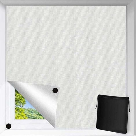 Rideaux occultants pour chambre à coucher, stores occultants temporaires pour fenêtres, stores occultants portables avec boucle et crochet, pour chambre de bébé, voyage, camping-car, blanc, 145 cm l x (1/5)