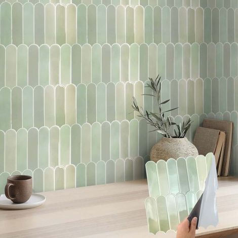 10 piastrelle autoadesive 3D verde lime per cucina e bagno, in PVC impermeabile, 30 x 30 cm, adesivi murali, facili da applicare e tagliare.
