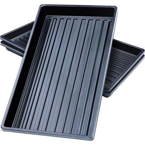 3 Plateau Semis, Sans Trou Drainage, Plastique Noir, Pour Hydroponique Serre (1/5)