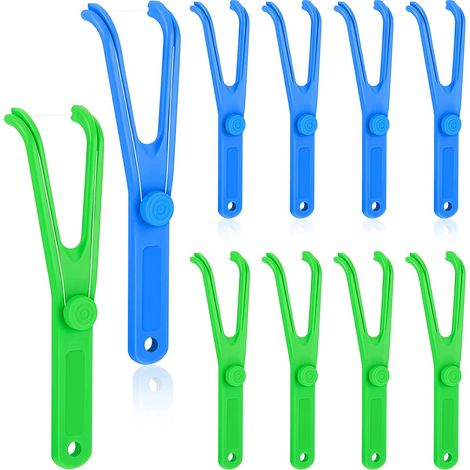 Lot de 10 porte-fil dentaire réutilisables, manche de fil dentaire réutilisable pour nettoyage buccal (1/5)