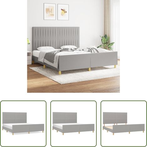 Kopfteil - Bettgestell ohne Matratze Hellgrau 180x200 cm Stoff (1/5)