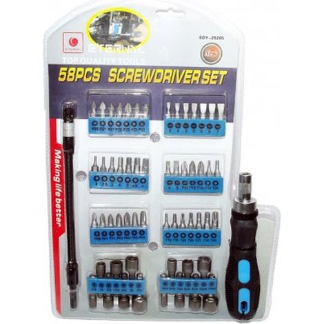 TRADE SHOP - Kit Set 58 Pezzi Torx Cacciaviti Punte Inserti Bussola Ph Pz Intercambiabili - (1/3)