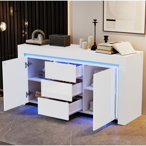 Sideboard Schrank Aufbewahrung 140x40x65 cm Weiß OKMYHOME (1/5)