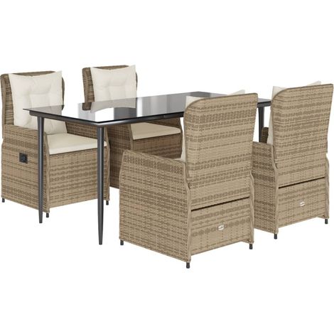 Maison Exclusive - 5-tlg. Garten-Essgruppe mit Kissen Beige Poly